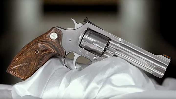 The Colt King Cobra Target revolver, chambered in .357 Magnum.