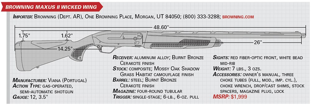 Browning Maxus II Wicked Wing specs