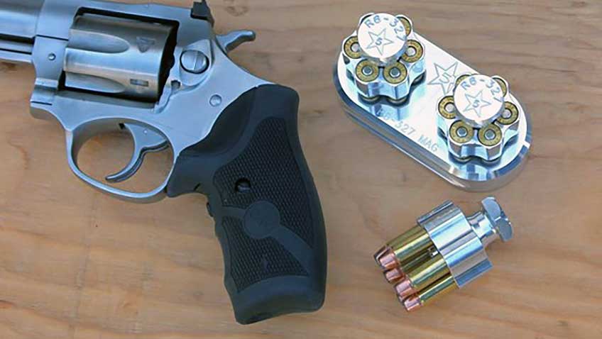 revolver ammunition speedloader on table