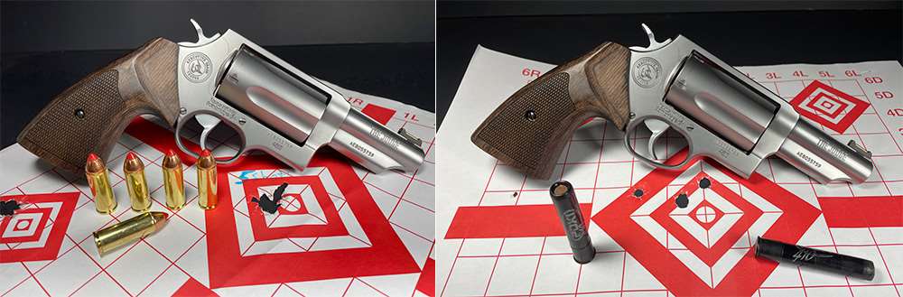 Taurus Judge Executive Grade with targets ammunition stainless revolver wood grips red diamond target with holes