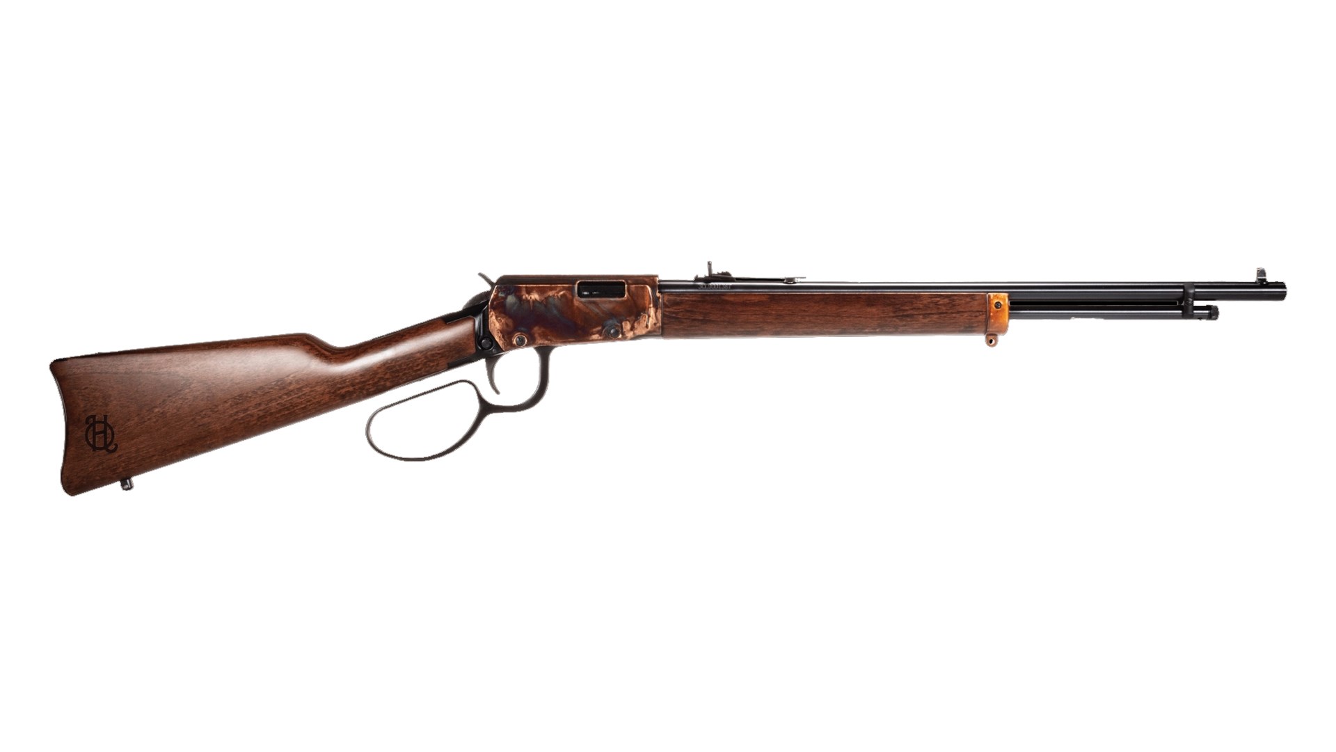 Heritage Settler lever-action rifle's right side.
