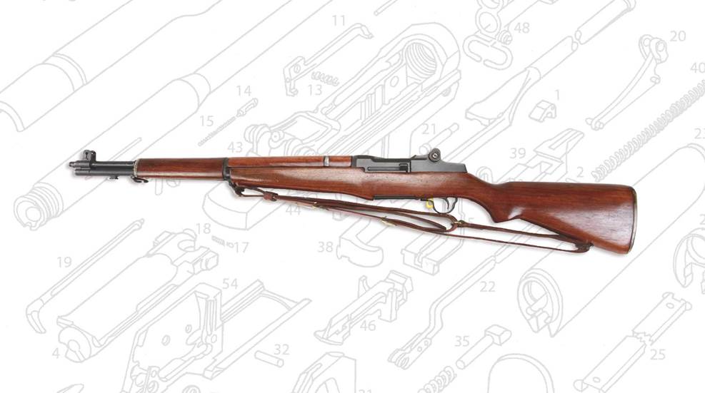 gun rifle left side shown on parts diagram wood metal vintage m1 Garand