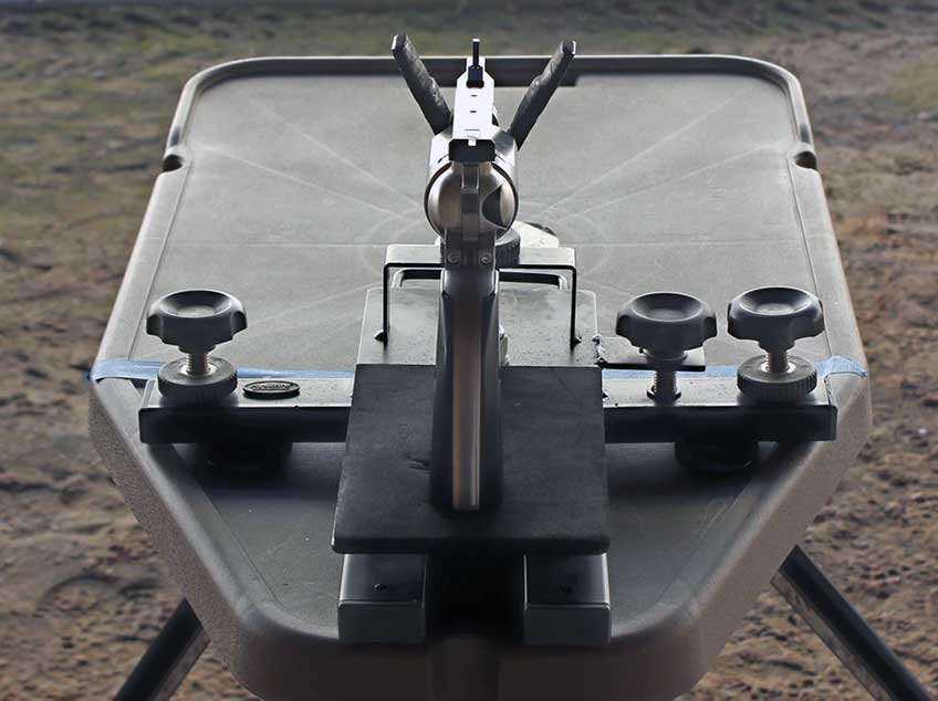 table bench shooting revolver