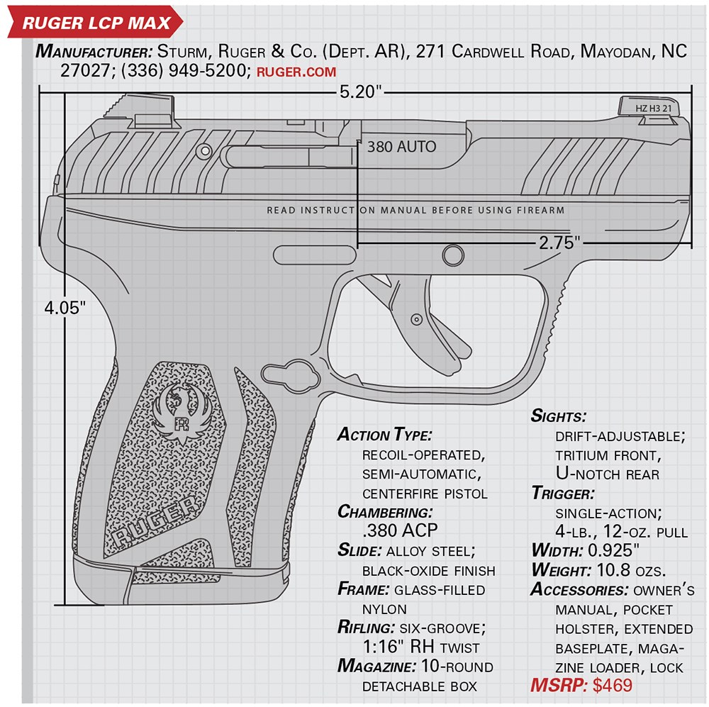 ruger lcp max specs