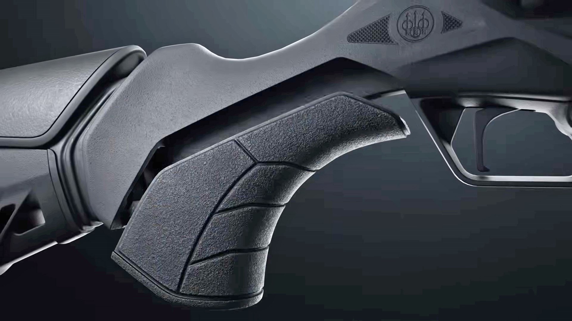 3D rendering of the removable grip insert on the Beretta AX800 shotgun's stock wrist.
