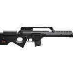 H&K SL8-6 right-side view semi-automatic rifle black stock barrel red logo nra gun of the week