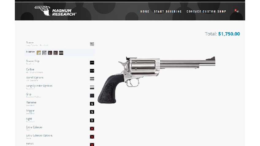 magnum research website screenshot gun revovler bfr