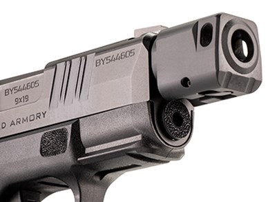 Equipped with a prominent muzzle compensator, the Hellcat RDP softens the snappy recoil today’s shooters have come to expect from modern micro-compacts.