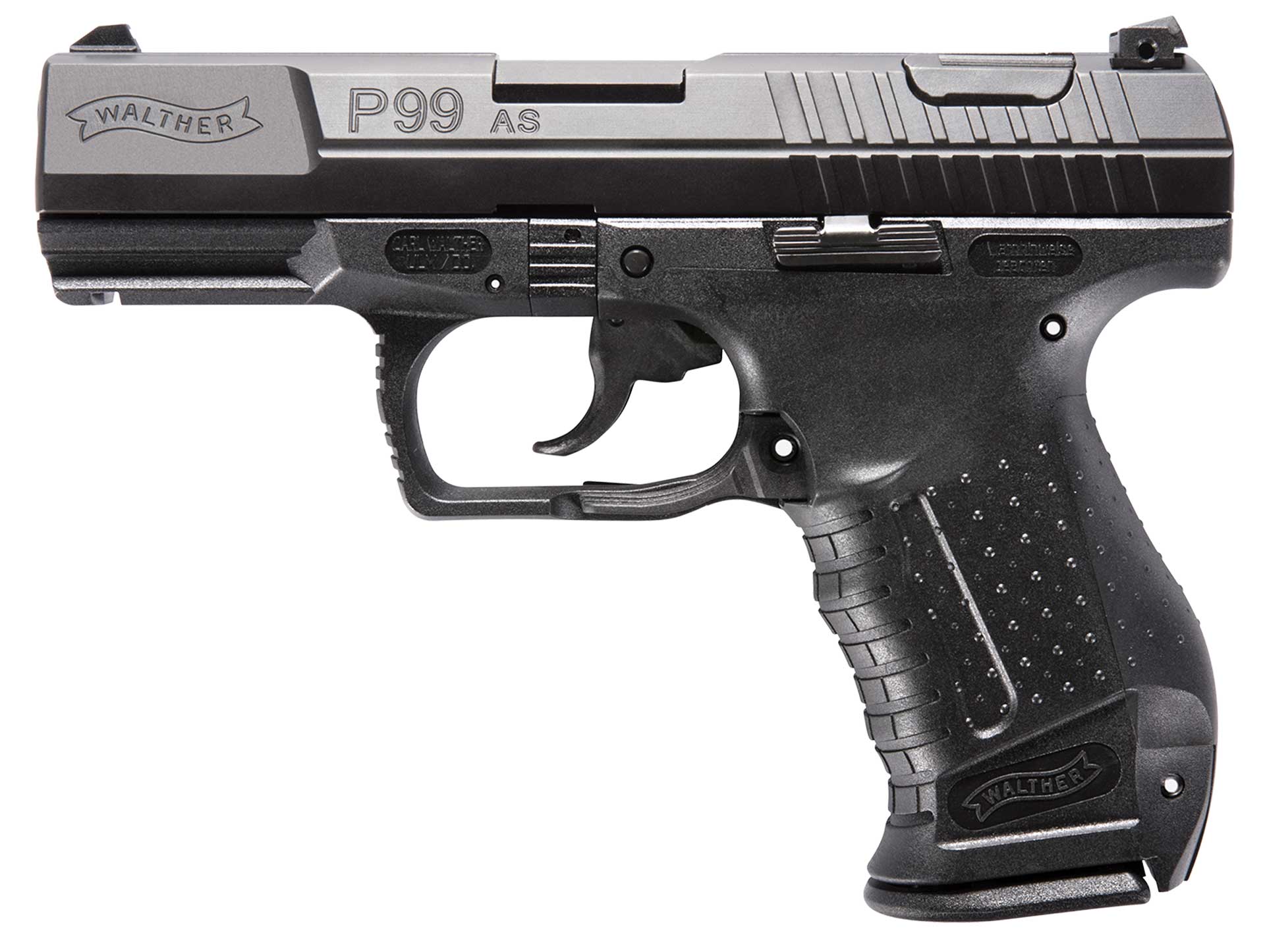 Left side pistol handgun black plastic steel gun