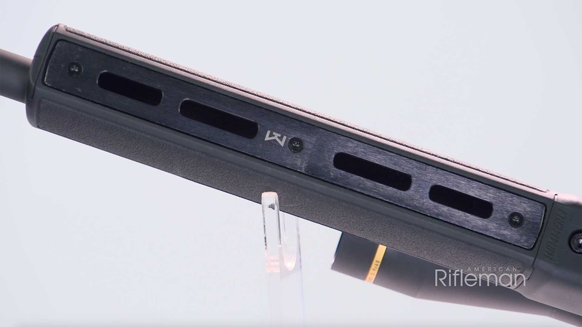 M-Lok slots on the underside of the Hammerli Arms Force B1's forearm.