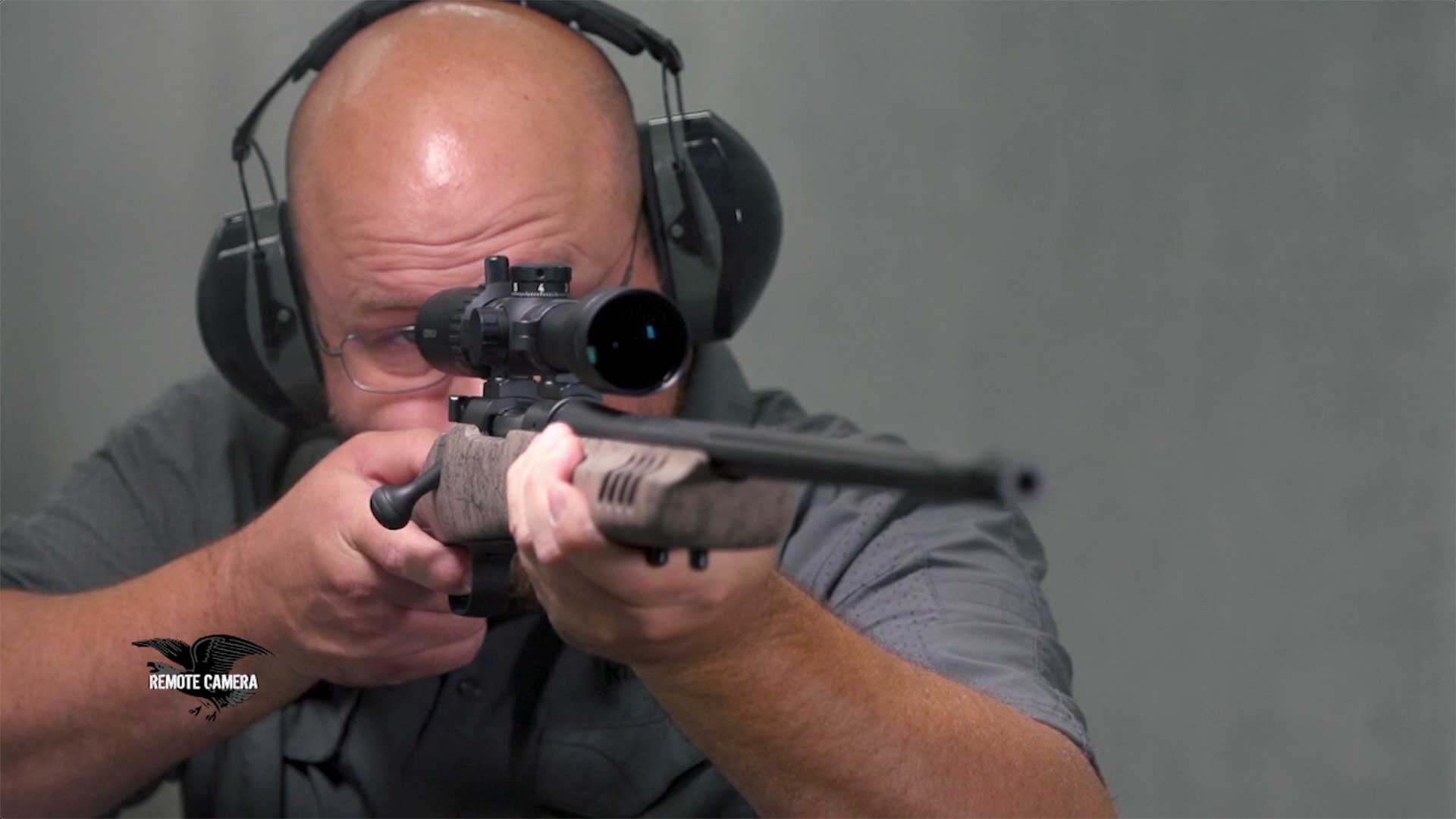 Man shooting the Winchester Model 70 Long Range MB rifle.