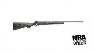 right side bolt-action rifle gray wood silver metal steel stainless 