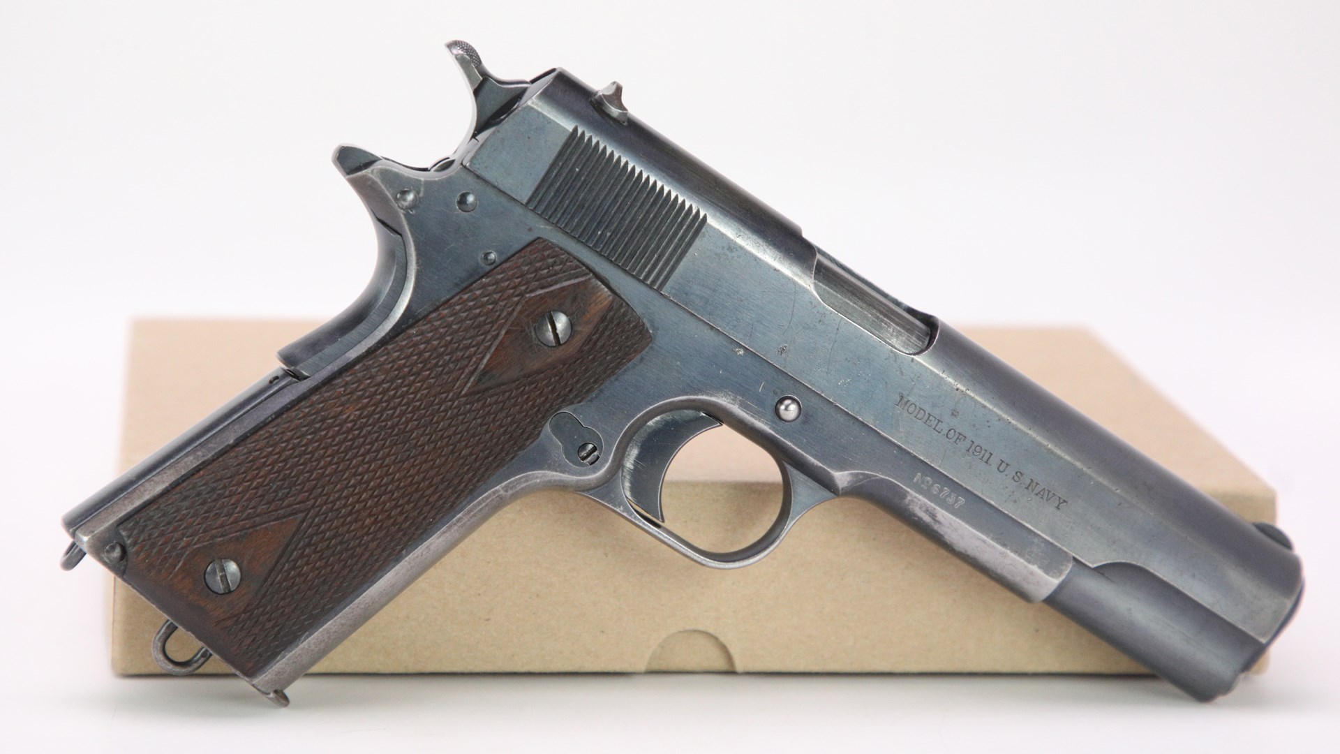 A 4-Digit 1912 Production WWI Colt Model of 1911 U.S. Navy .45 ACP Pistol from the second year of production.