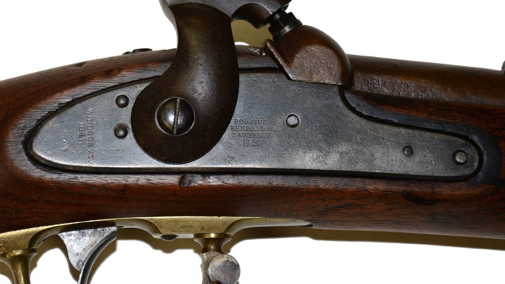 Right-side view 1841 Mississippi rifle lockplate stamping
