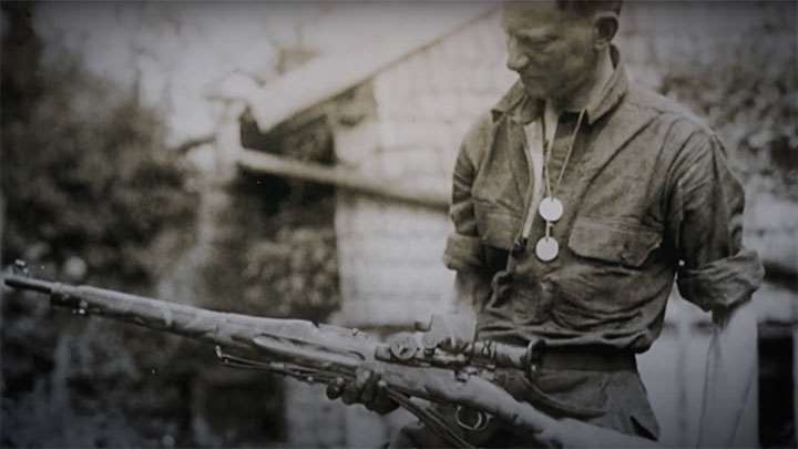 A M1903 Springfield with a Warner &amp; Swazey M1913 Musket Sight mounted.