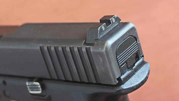 The existing tritium night sights on the surplus Glock G22 were no longer luminous, but still functional as iron sights.