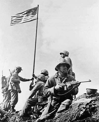 American flag over Mount Suribachi