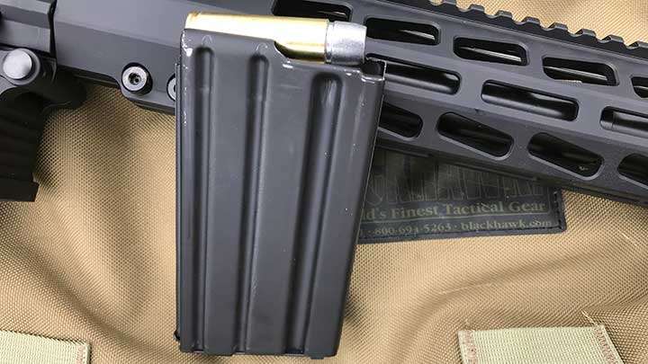 .500 Auto Max rounds load single stack into an AR-15 style magazine for the AR500.