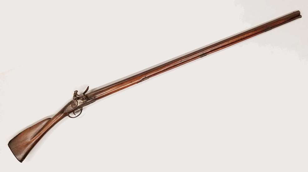 John Parker flowing piece flintlock muzzleloader right-side view on white background