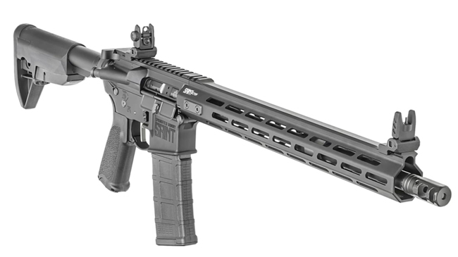 Right-side view on white background of Springfield Armory Saint Victor AR-15.