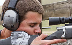 Here, the shooter checks one aspect of his Natural Point of Aim by achieving a proper cheek  weld with eyes closed and then opening his eyes to see if he is still on target.
