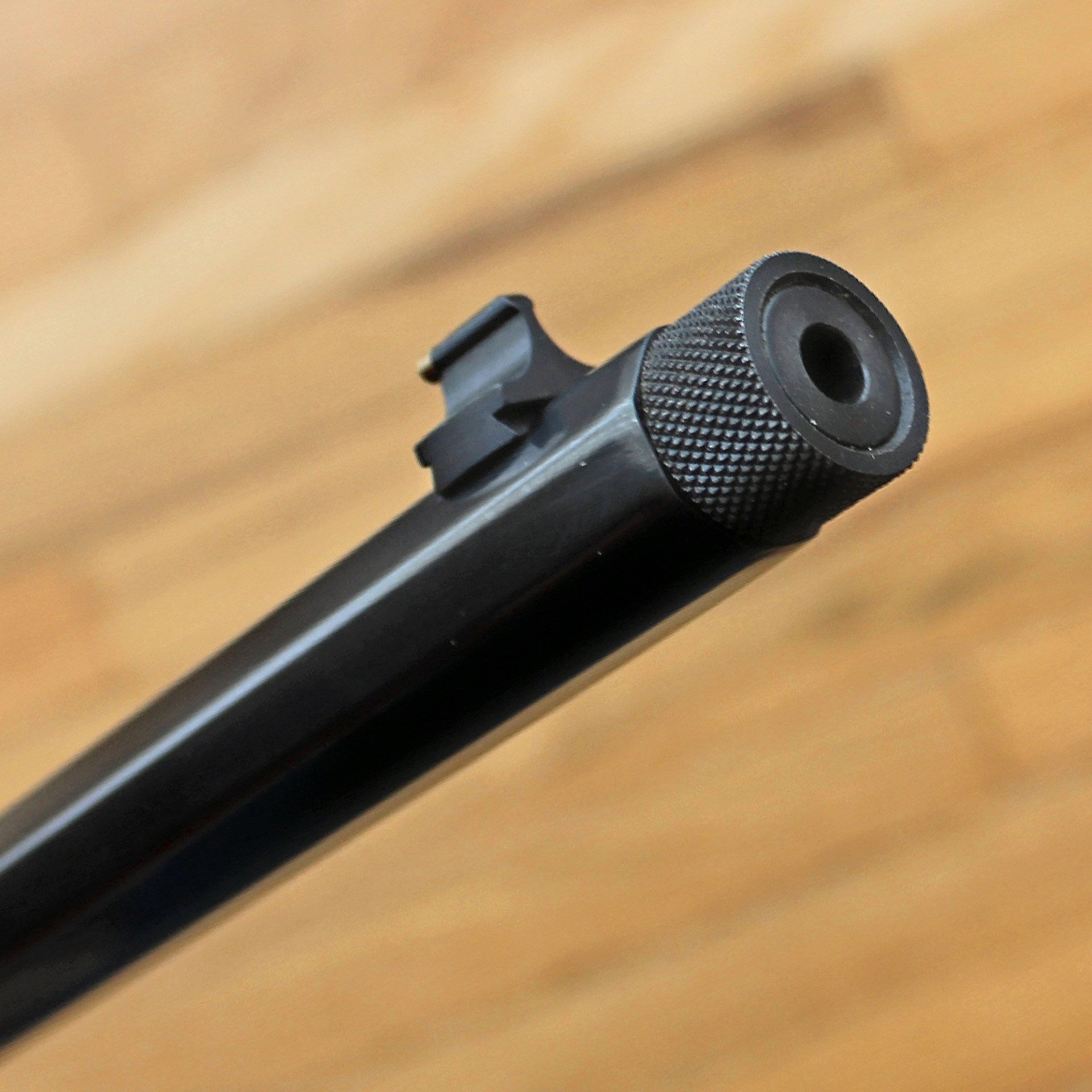 Henry H001 lever-action barrel threaded 1/2x28 TPI for muzzle brakes, compensators and, in this case, sound suppressors.