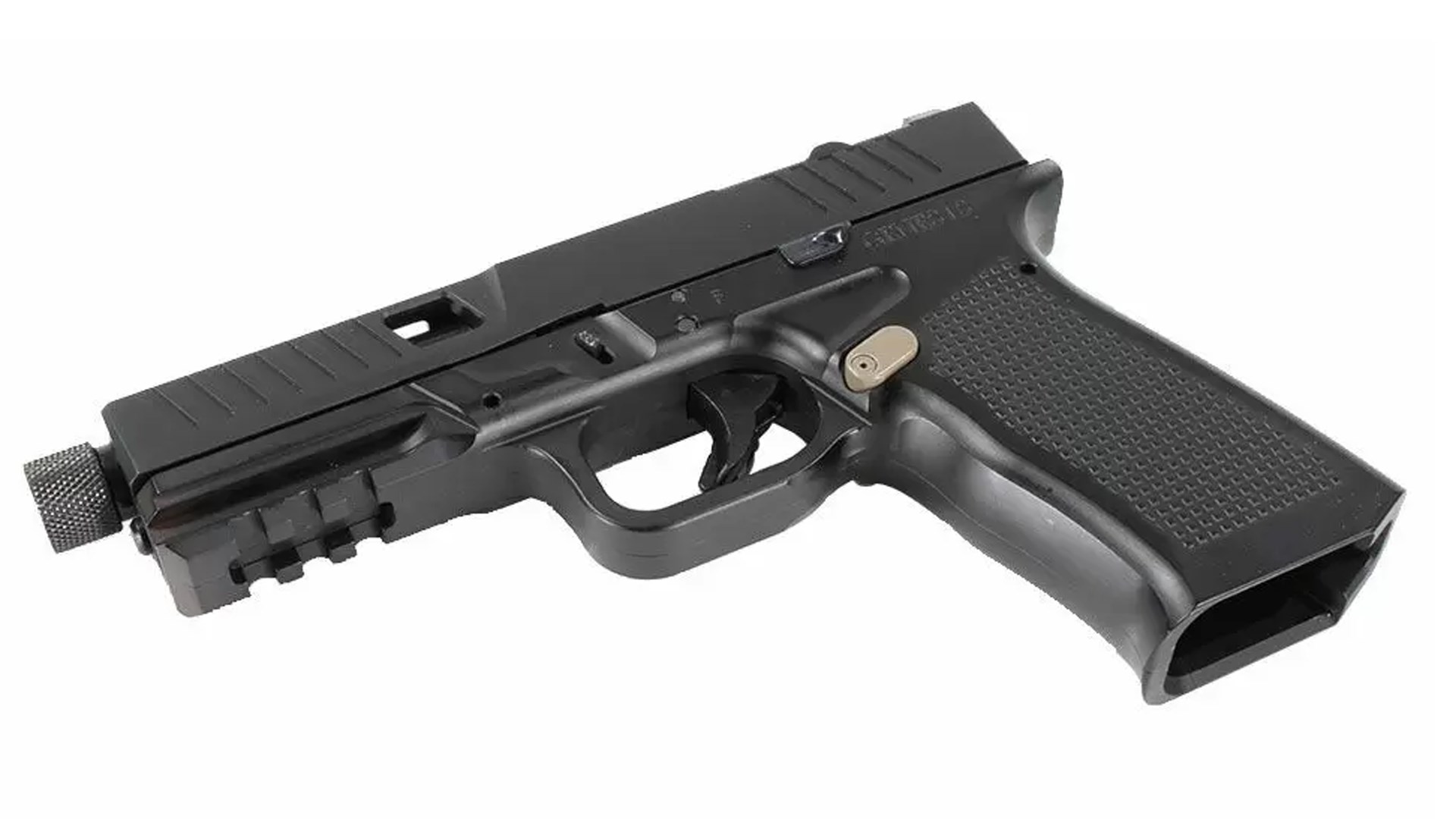 Underside of the black Bear Creek Arsenal Genes1s II pistol.