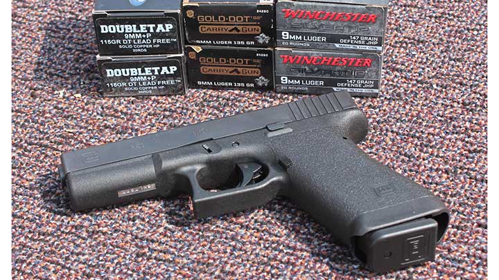 The Glock P80 with 9 mm ammunition used in testing.