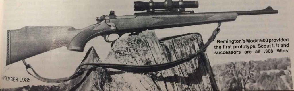 Remington's Model 600 provided the first prototype, Scout I. It and successors are all .308 Wins.
