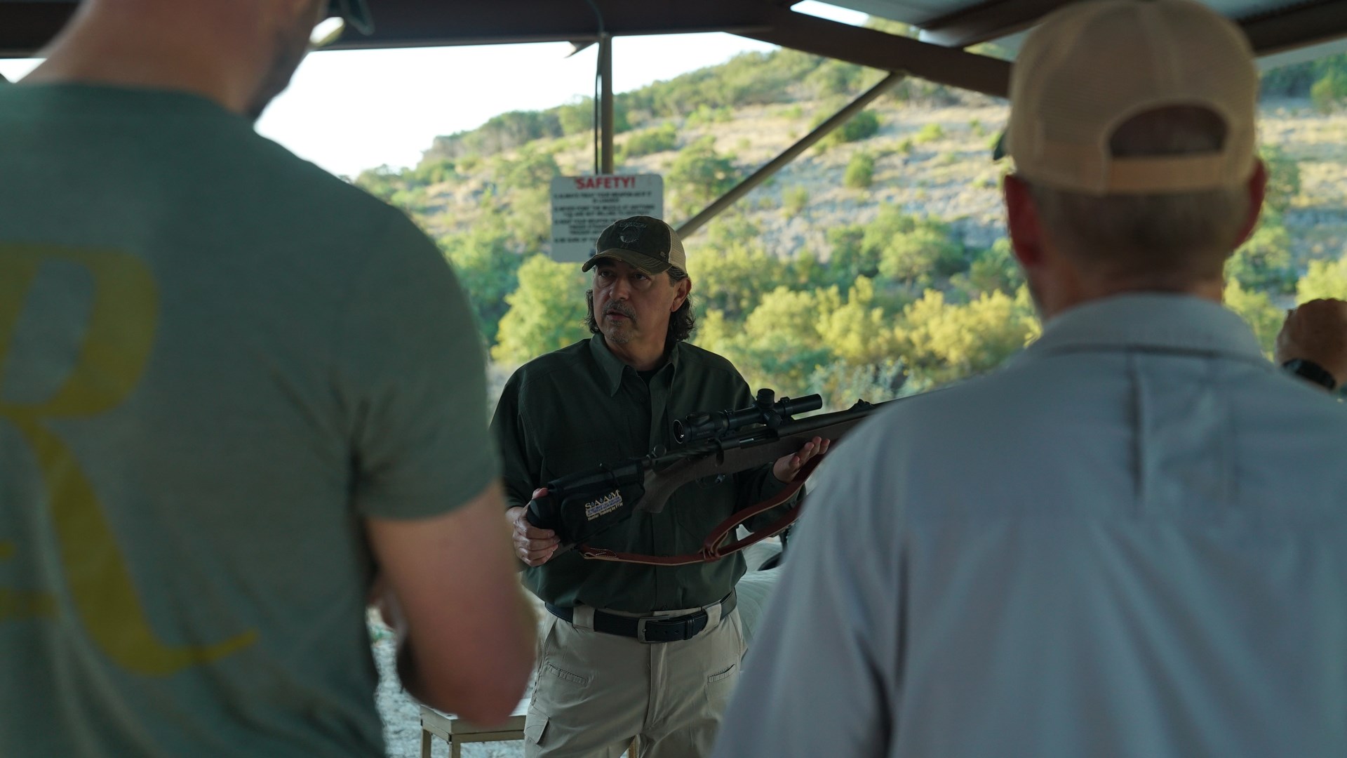 On the range, Carlos Martinez of the Remington Custom Shop shows the features of the newest dangerous game version of the Model 700.