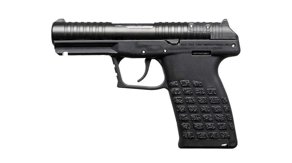 KelTec PR57 black gun pistol left-side view on white background
