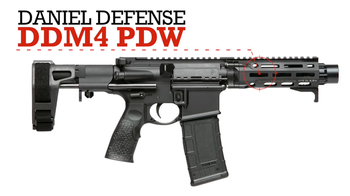Right side of Daniel Defense DDM4 PDW pistol with text on image calling out make and model.