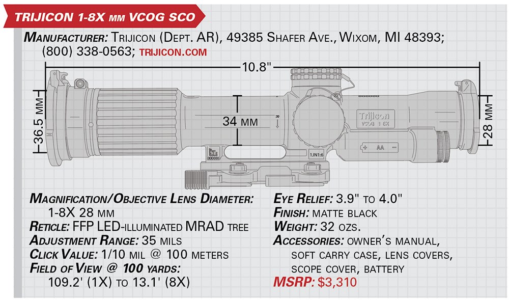 Trijicon 1-8X 29 mm VCOG SCO specs