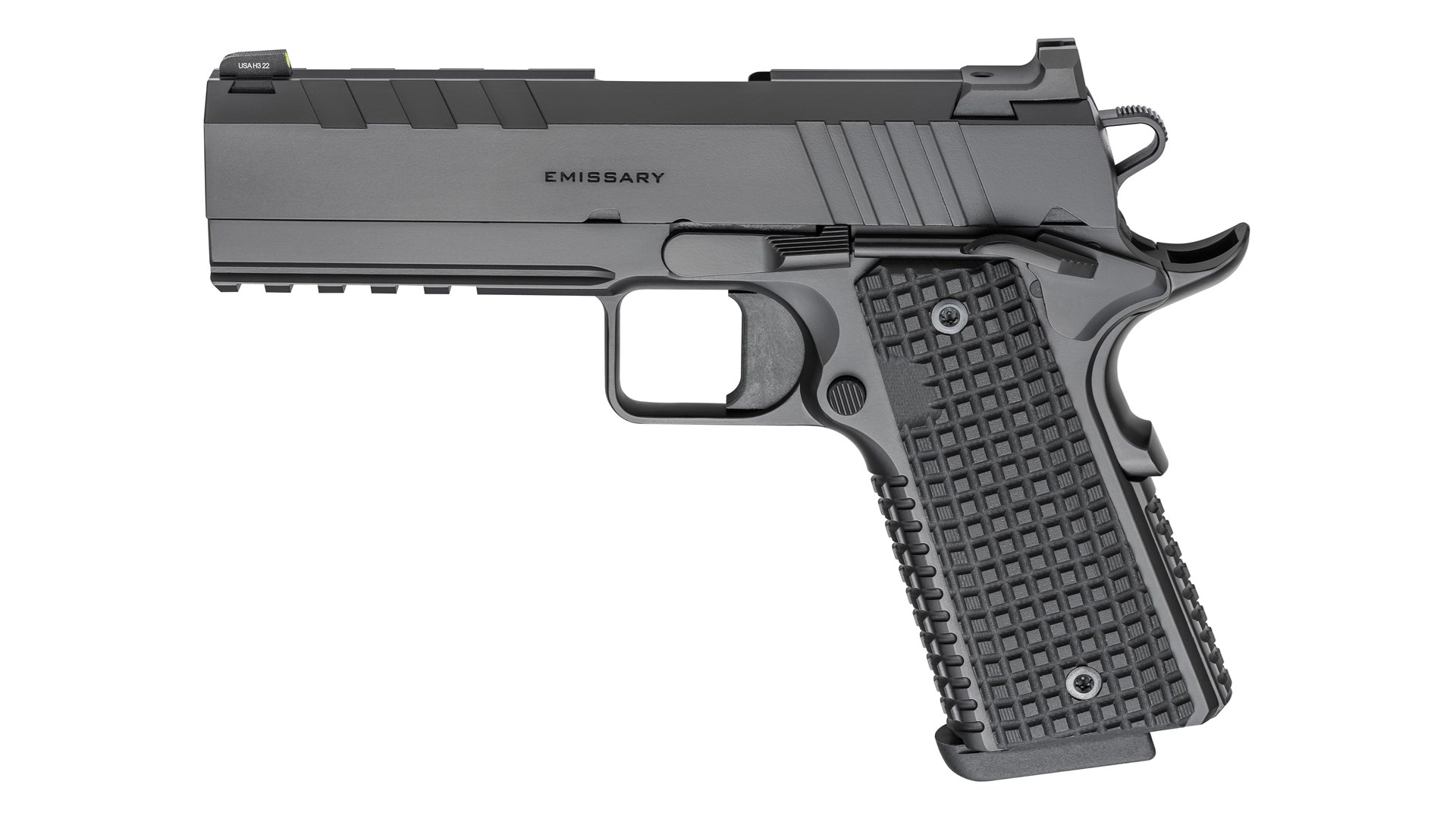 Right side of the 4.25-inch Springfield Armory Emissary M1911 pistol.