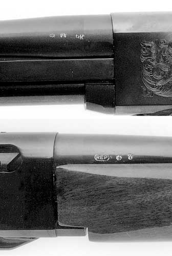 Remington guns close-up parts stamping engraving metal gun rifle pump-aciton wood steel black