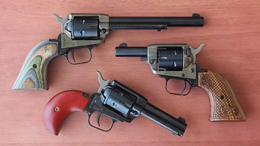 three heritage revolvers comparison on table