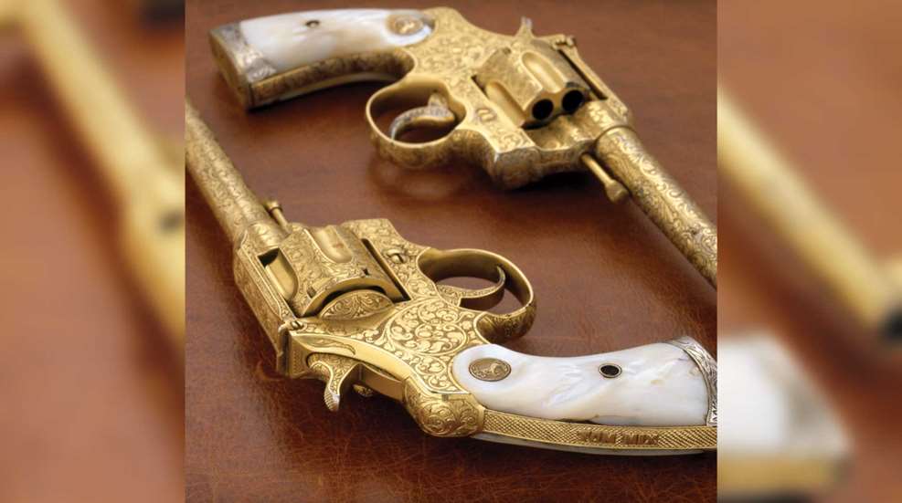 Gold-plated revolvers ivory stocks Tom Mix guns