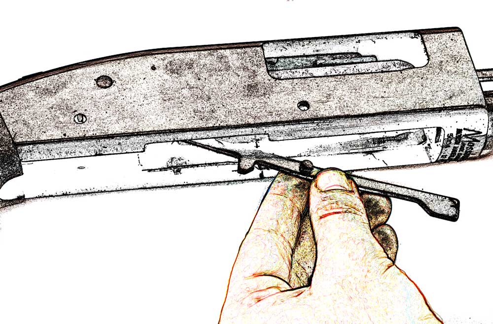 gun shotgun disassembly hand fingers drawing cartoonized