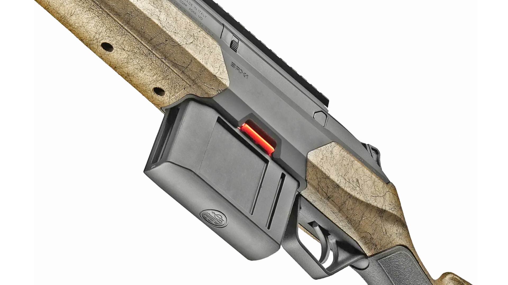 Magazine and bottom of the receiver on the Beretta BRX1 Ranch rifle.