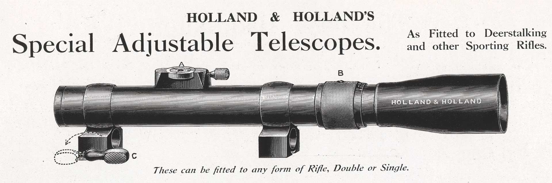 holland and holland riflescope art drawing black and white advertisement
