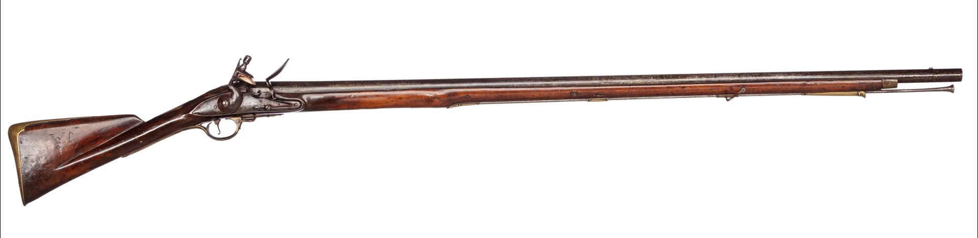 A 1756 Long Land Pattern Brown Bess shown on white