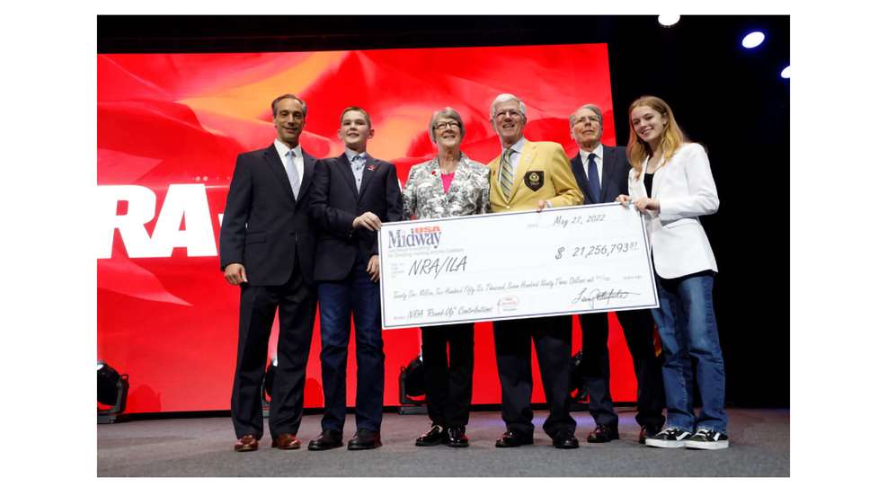 MidwayUSA Larry and Brenda Potterfield $21 million check stage NRA
