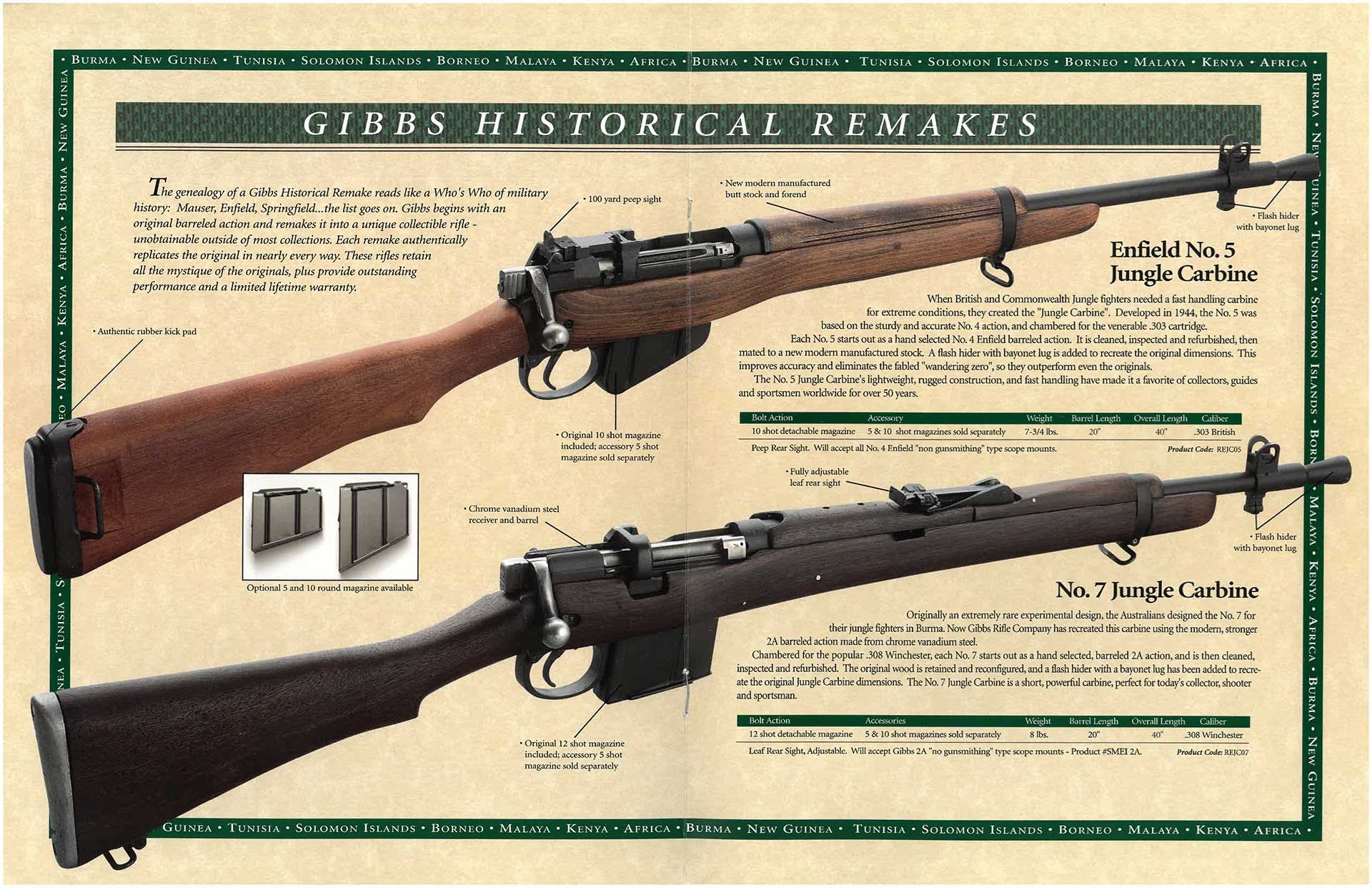 Gibbs Enfield Jungle Carbines catalog page.