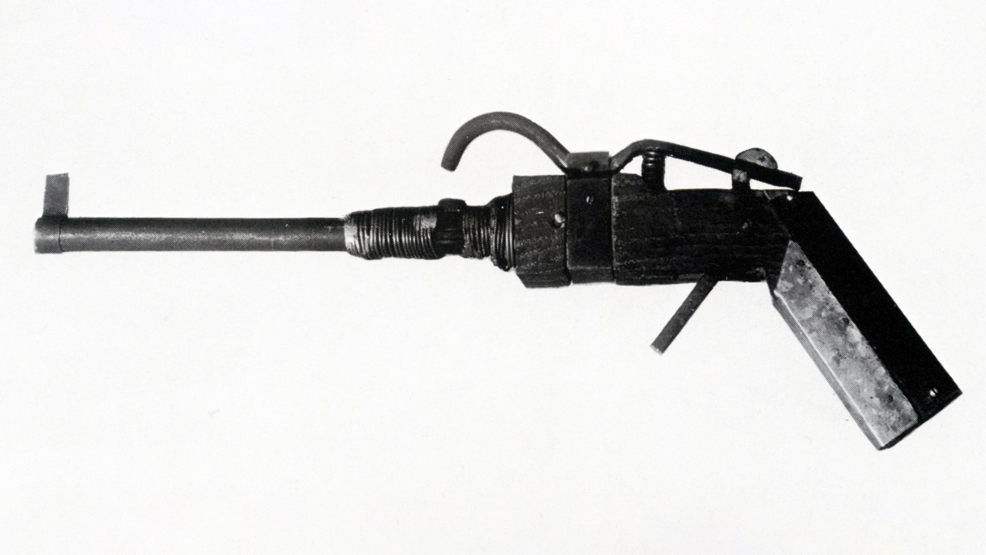 Left-side view of of crude japanese pistol for national defense blackpowder gun 13 mm ball
