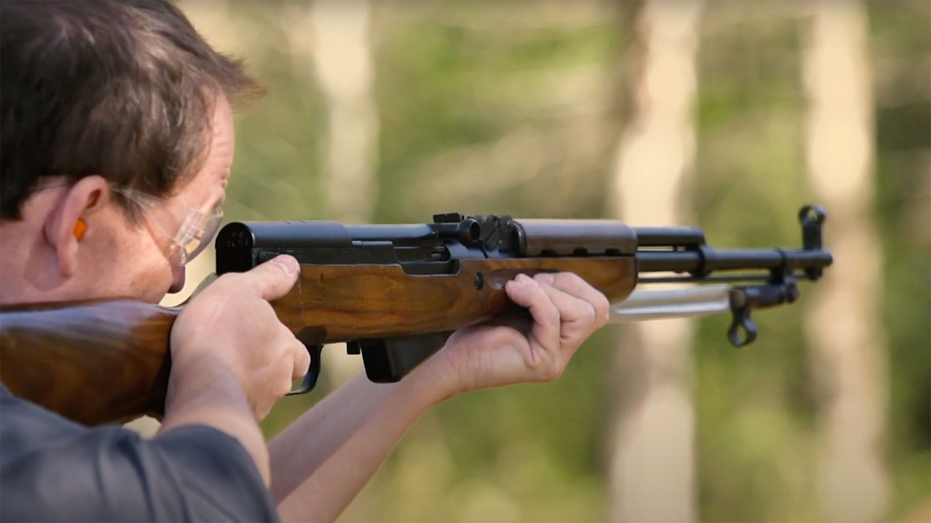 On the range with a SKS carbine.