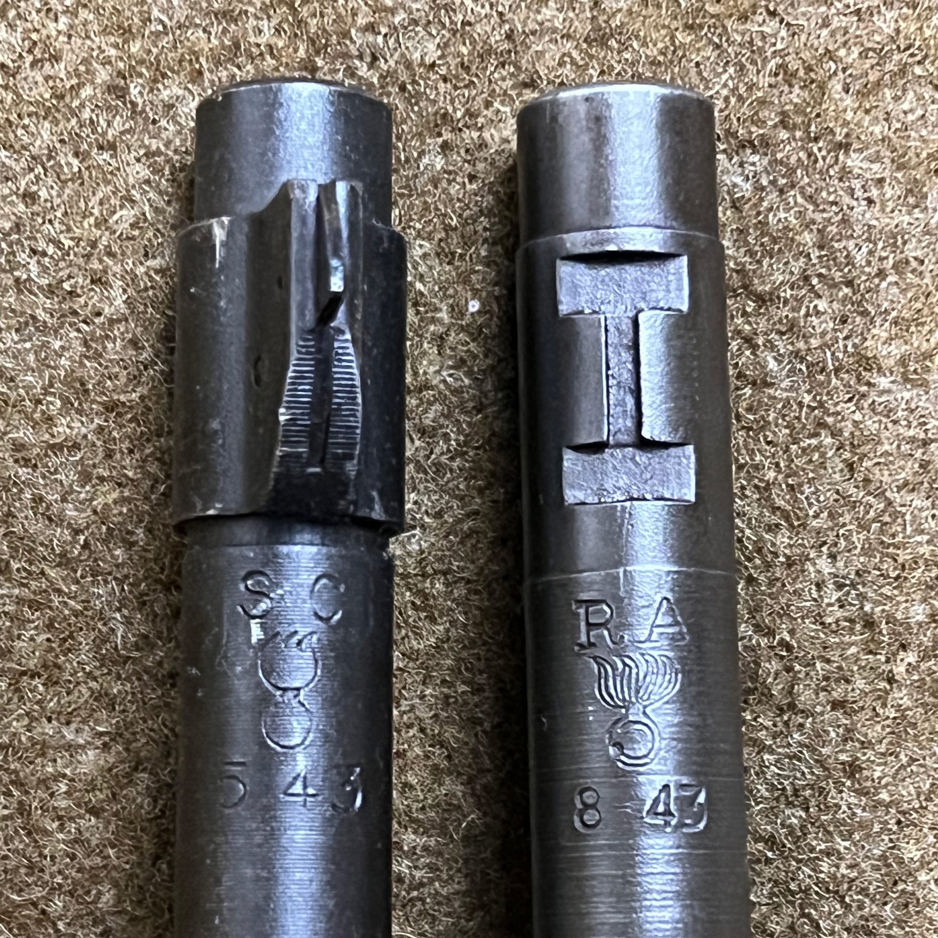 Comparison of M1903 military surplus rifle barrel sight muzzle stamping