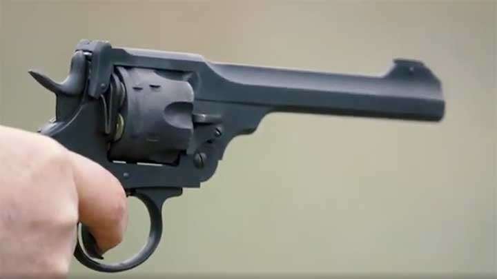 Shooting the Webley Mark VI revolver.