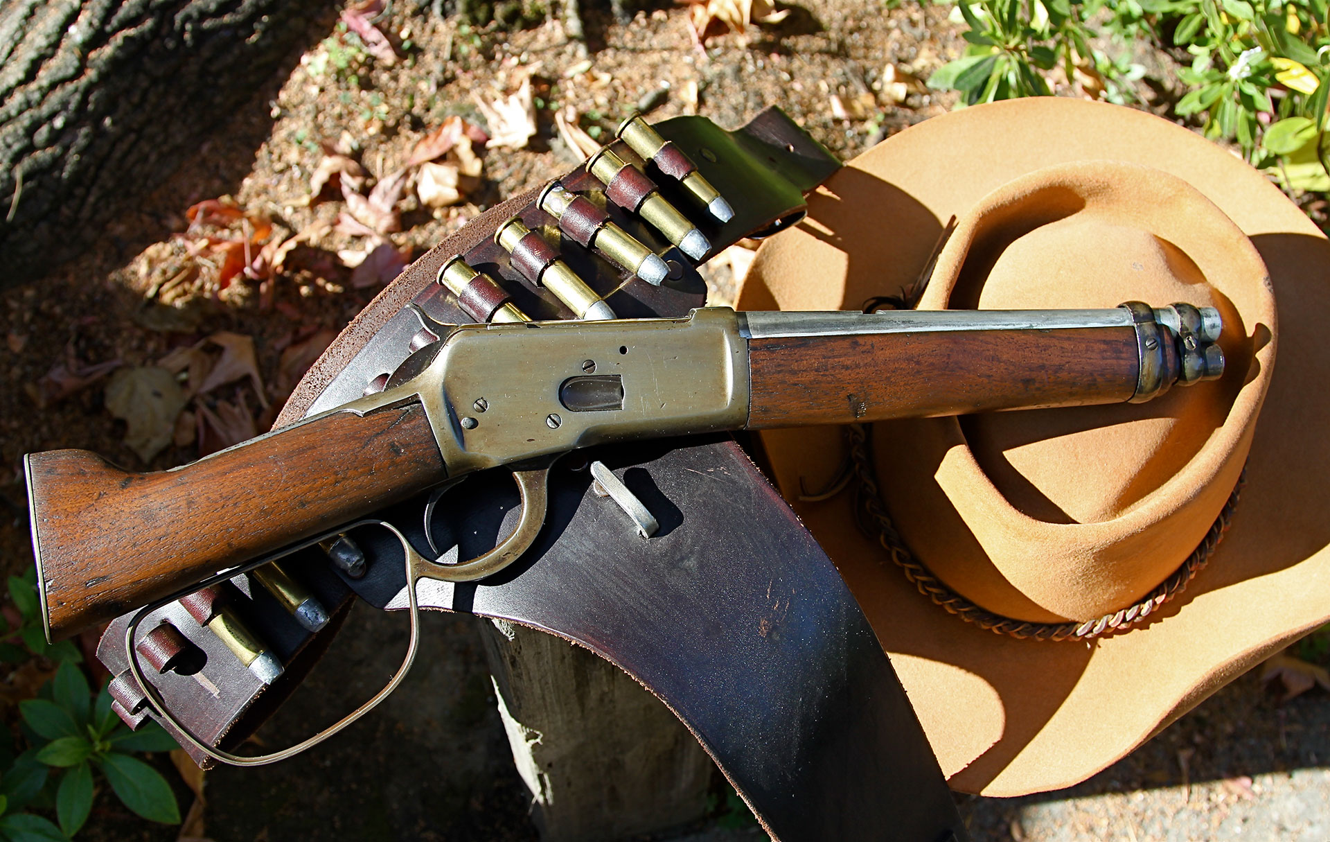 The author purchased this Winchester Model 92 carbine from a Universal Studios auction years ago and, because it was a movie gun, had it authentically transformed into a non-functional Mare’s Leg, which included swapping out the real barrel for a solid aluminum look-alike barrel.