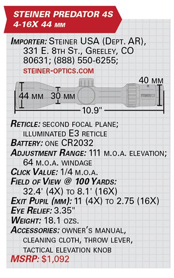 Steiner Predator: 4S 4-16X 44 mm specs