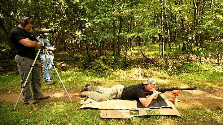 Shooter and spotter on the range testing the Galilean sights.